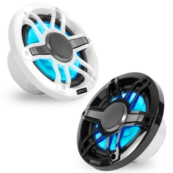 NVX MVSP65 600W 6.5" V-Series 2-Way Marine Speakers w/ LED Lighting (White & Black Grilles Included)