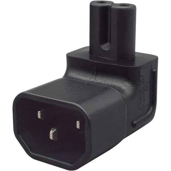 HUGFEGWE IEC320 C14 to IEC320 C7 Power Adapter C14 3 Pin Male to C7 Figure 8 Female Right Angle PVC 2.5A/10A 250V Converter for Laptop U2537-2061