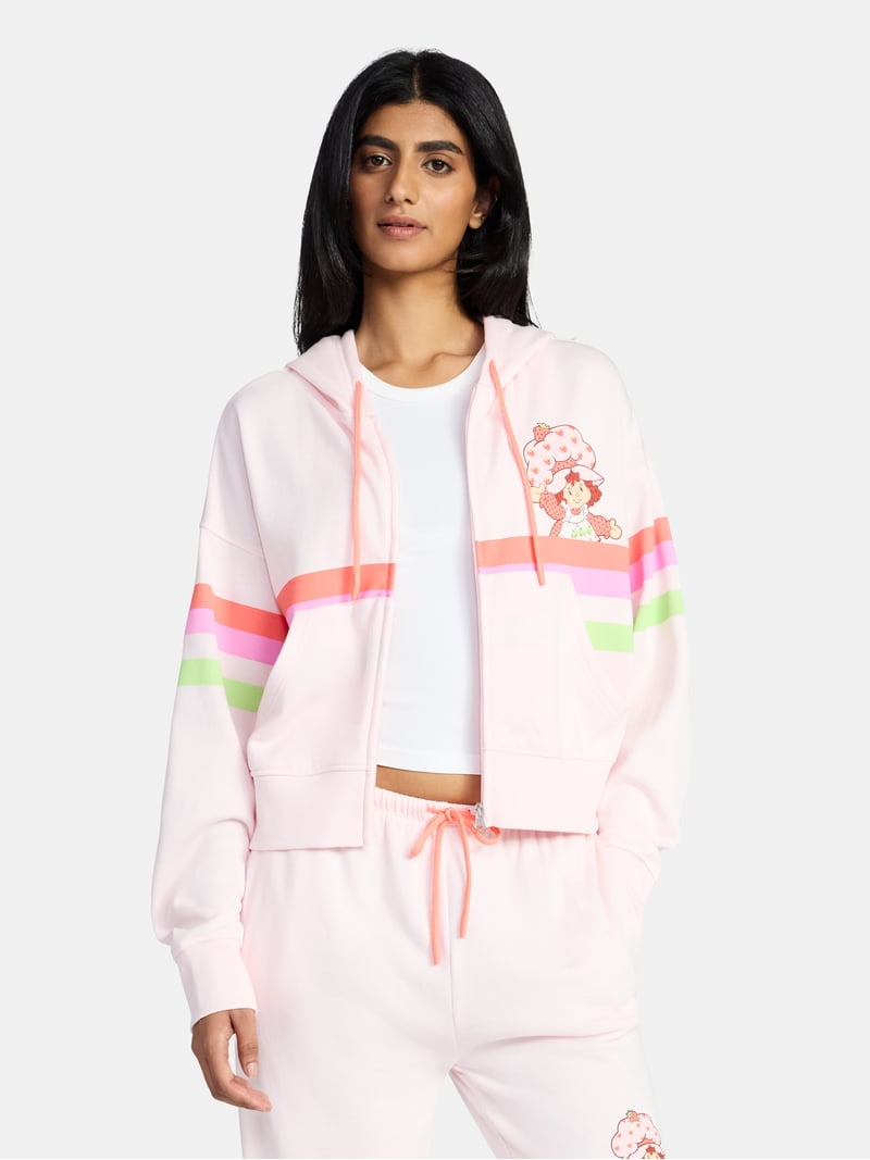 ストロベリーシュガー Strawberry Shortcake, Junior's Graphic Zip Hoodie, Sizes XXS-XXL