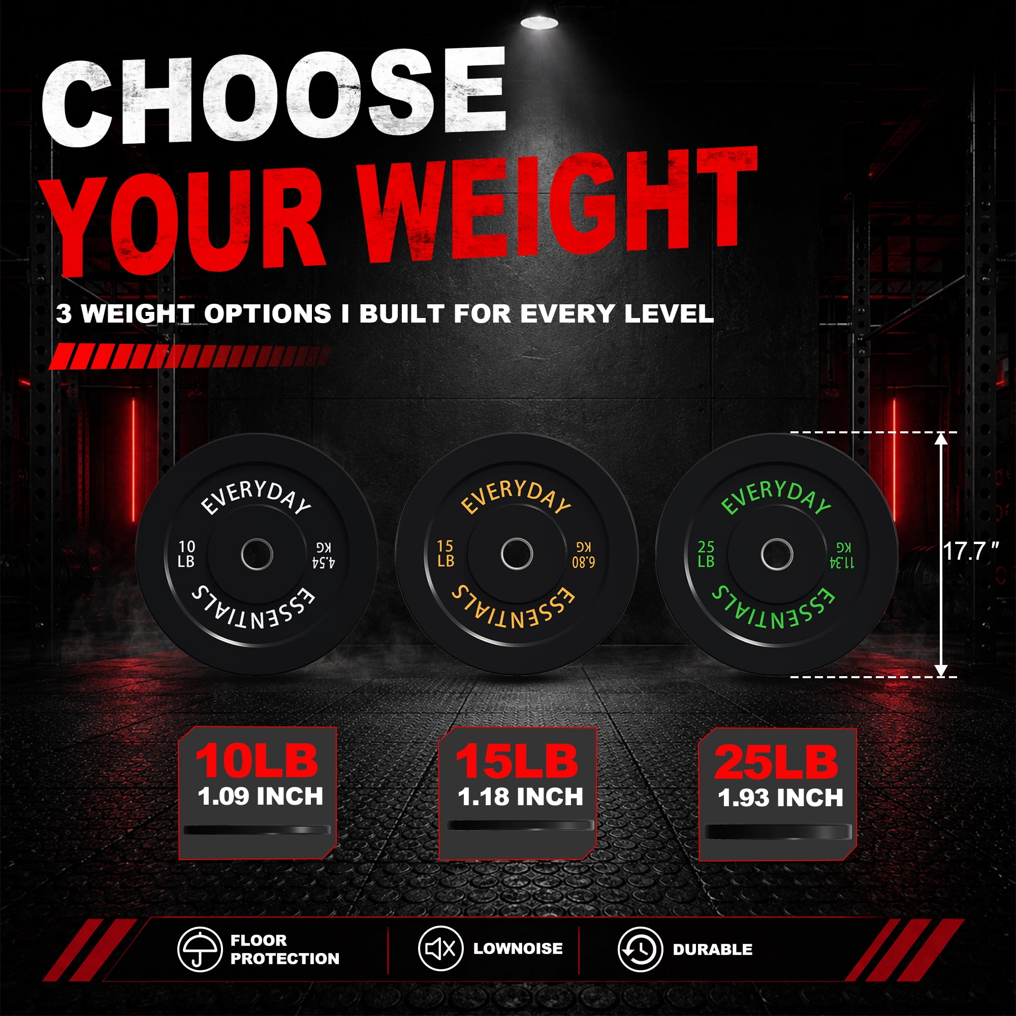 INTRTLOCKINGING TILES 100 LB Bumper Plates, 2-Inch Olympic Black Rubber Weight Set for Home Workouts, Weightlifting and Strength Training