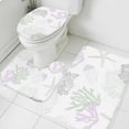 thumbnail image 3 of Sage Green Purple Coral Coastal Bath Mat 3 Piece Bathroom Rug Set, Nautical Starfish Beach Non Slip Bath Rug Contour Mat and Toilet Lid Cover, Absorbent Shower Mats Soft Bath Rugs and Mats Sets, 3 of 8
