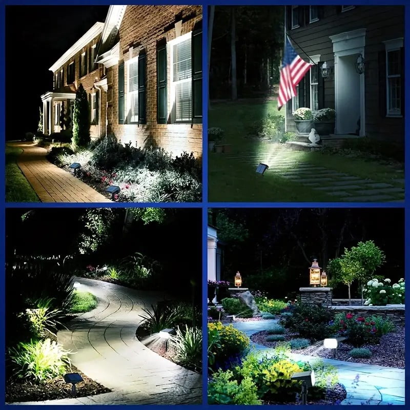 POLEET 4 Pack Solar Spot Lights Outdoor Landscape Waterproof 24 LEDs Flood Lamp Dusk to Dawn Uplighting for Tree, Plant, Statue, Yard, Garden, House