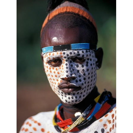 Karo Warrior in Traditional Body Paint, Ethiopia Print Wall Art By Janis