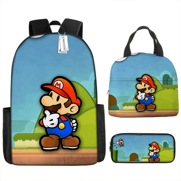 Mario Mario Schoolbag Backpack Student Super Mary Water Backpack Portable Lunch Bag Ice Bag for Lunch es