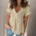thumbnail image 6 of Admvng Tops for Women Solid Color Soft V Neck Short Sleeve Leisure Blouses, 6 of 8