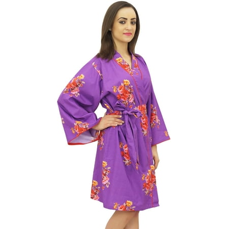 

Bimba Women s Floral Print Robe Bridal Purple Kimono Sleepwear Cover Up - 4