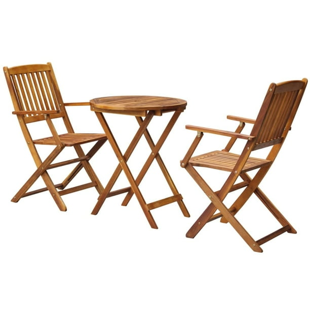 Zaqw 3 Piece Folding Bistro Set Solid Eucalyptus Wood Outdoor Furniture Sets Material: Solid 