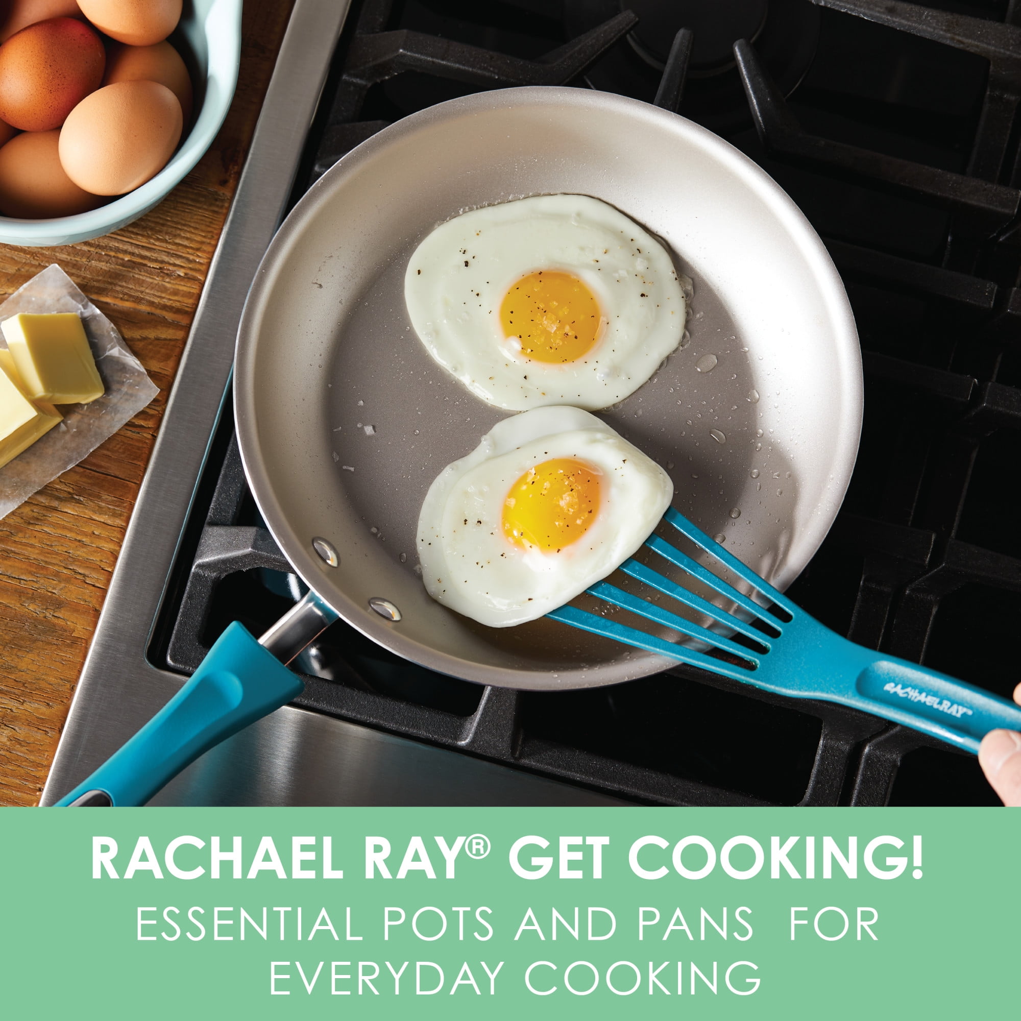 Rachael Ray 15-Piece Nonstick Pots and Pans Set/Cookware Set, Marine Blue Cookware  Set Non