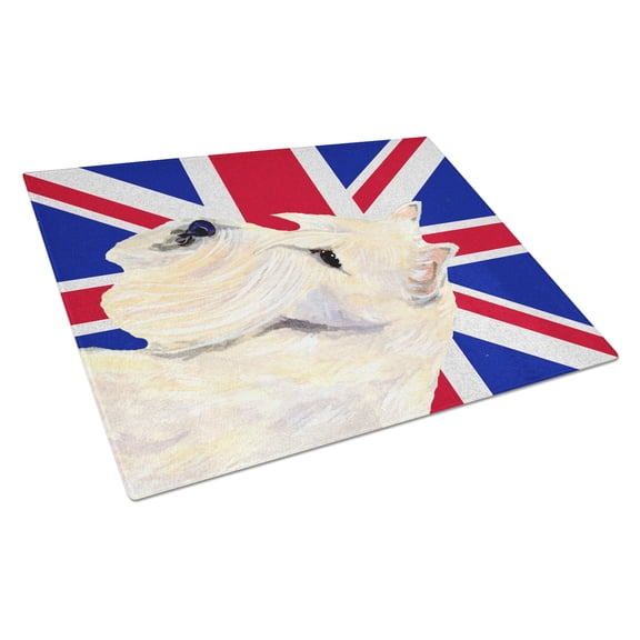 Caroline's Treasures Scottish Terrier Wheaten with English Union Jack British Flag Glass Cutting Board Large Size