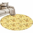 thumbnail image 2 of Round Area Rug 4 Ft, Summer Bees Washable Non-Slip Circle Carpet for Living Room/Bedroom, Pastoral Garden Yellow Honey Watercolor Low-Profile Crawling Mats Collection Rugs for Indoor, 2 of 7