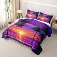 thumbnail image 3 of jejeloiu Neon Palm Sunset Twin Quilt Set For Girls,Beach Scene Print Twin Coverlet Set,Multicolor,2 Pieces, 3 of 7