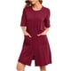 thumbnail image 2 of Camisón de invierno cálido para mujer, camisón de invierno con cremallera y bolsillos, manga 3/4, pijama holgado para mujer, 2 of 8