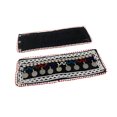 thumbnail image 4 of Duel On Jewel Afghan Tribal Women’s Boot Cuff Anklet Pair in Colorful Embroidered Fabric with Coins, Glass Beads & Mirrors, 11″×5″, Press‑Button Clasp, Boho Fashion, 4 of 5