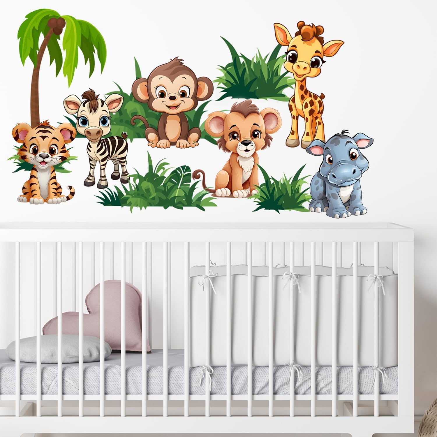 Gotsafety Baby Animal Wall Stickers - Premium Vinyl Jungle Animal Wall Decals for Nursery & Classroom - Safari Decals for Kids Room Animal Wall Decor - Easy Application Adhesive Decals