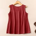 thumbnail image 4 of Lumtrix Cotton Linen Tank Tops For Women Casual Cute Gauze Button Down Crewneck Sleeveless Summer Shirts Loose Lightweight Vests 2026 Red M, 4 of 6