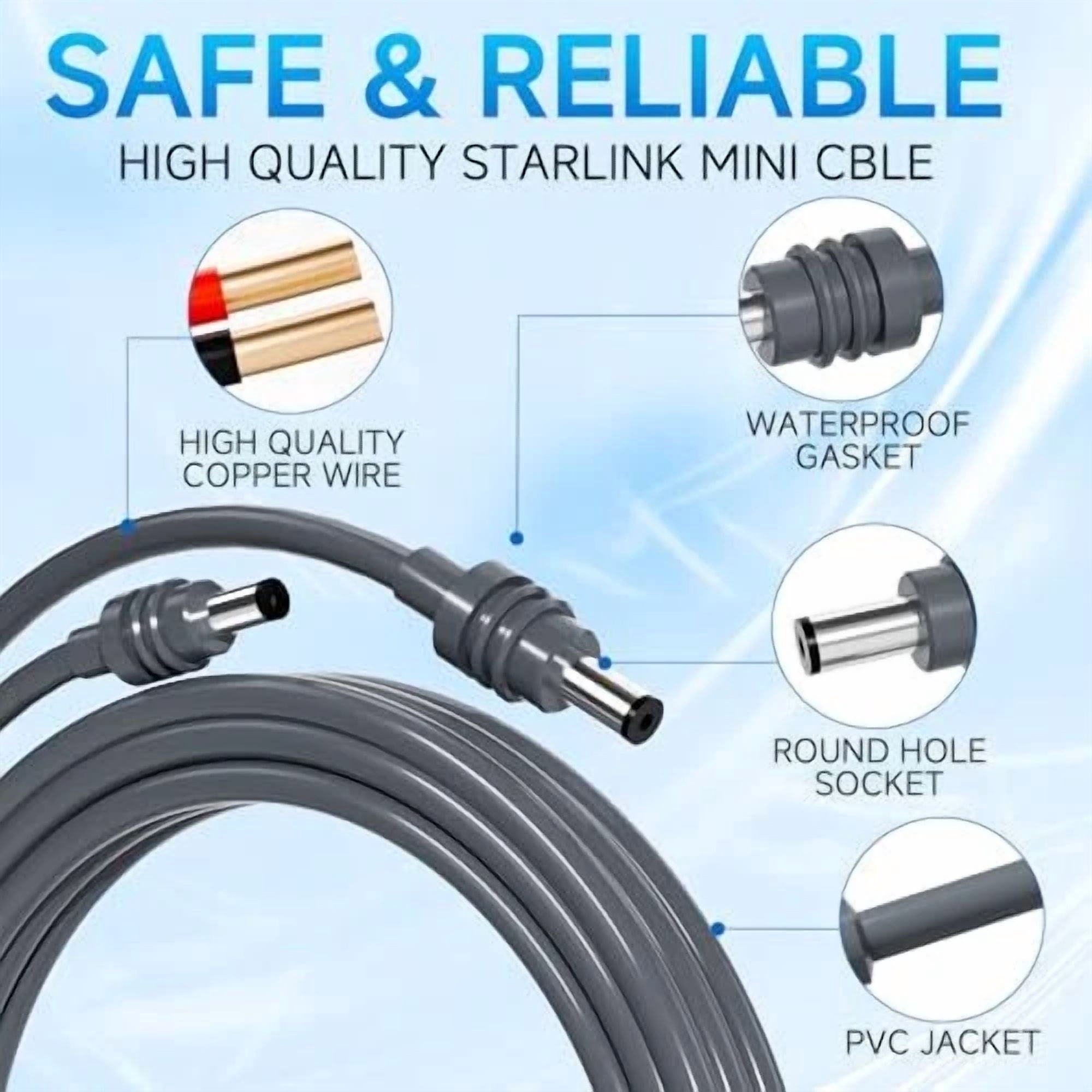 RHEA- Starlink Cable, Starlink Mini Cable, Starlink Mini Dc Power Cable, 10Ft 60W