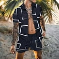 thumbnail image 2 of Honeeladyy Men's 2 Pieces Shirts Set Casual Short Sleeve Button Down Shirts and Shorts Outfits #Wb-Navy-S, 2 of 6