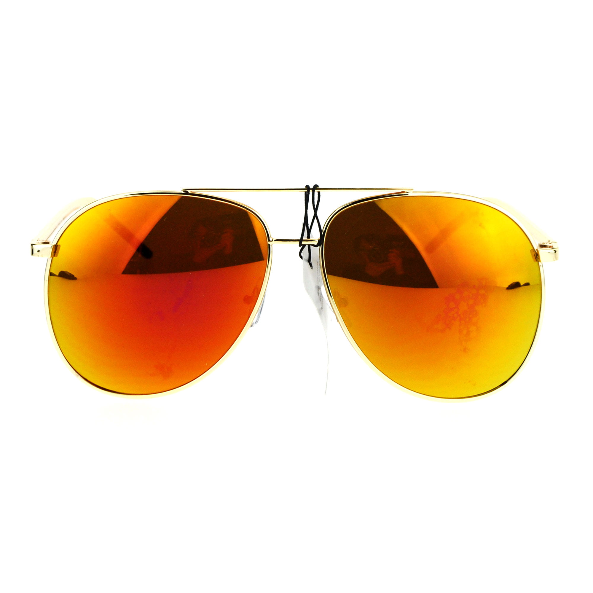 Yellow Orange Mirror & Rose Gold Frame RayFlector Round Lennon Sunglasses