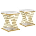 thumbnail image 2 of Barara King Nightstand Sofa Table, End Table, Side Table,Square End Table, 2-Tier Side Table Modern Bedside Table,White & Gold, 2 of 4