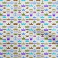 thumbnail image 1 of oneOone Cotton Jersey Turquoise Blue Fabric Asian Retro Crown Sewing Material Print Fabric By The Yard 58 Inch Wide, 1 of 4