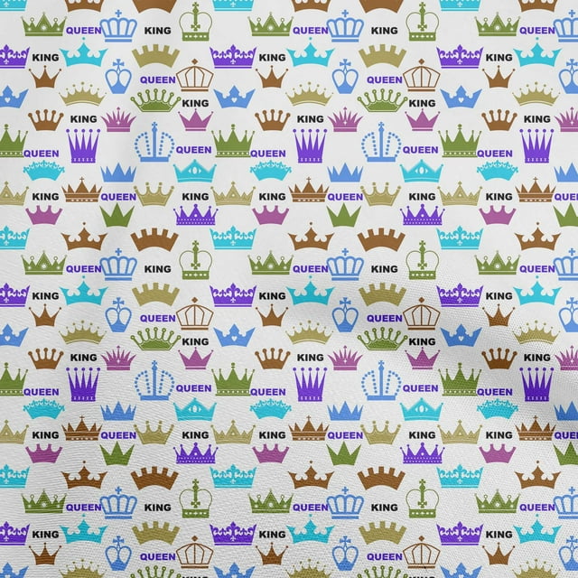 oneOone Velvet Turquoise Blue Fabric Asian Retro Crown Sewing Material Print Fabric By The Yard 58 Inch Wide