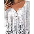 thumbnail image 3 of FASHIONWT Women Summer Floral Print Smocked Knit Casual Long Sleeve T-Shirt Top, 3 of 6