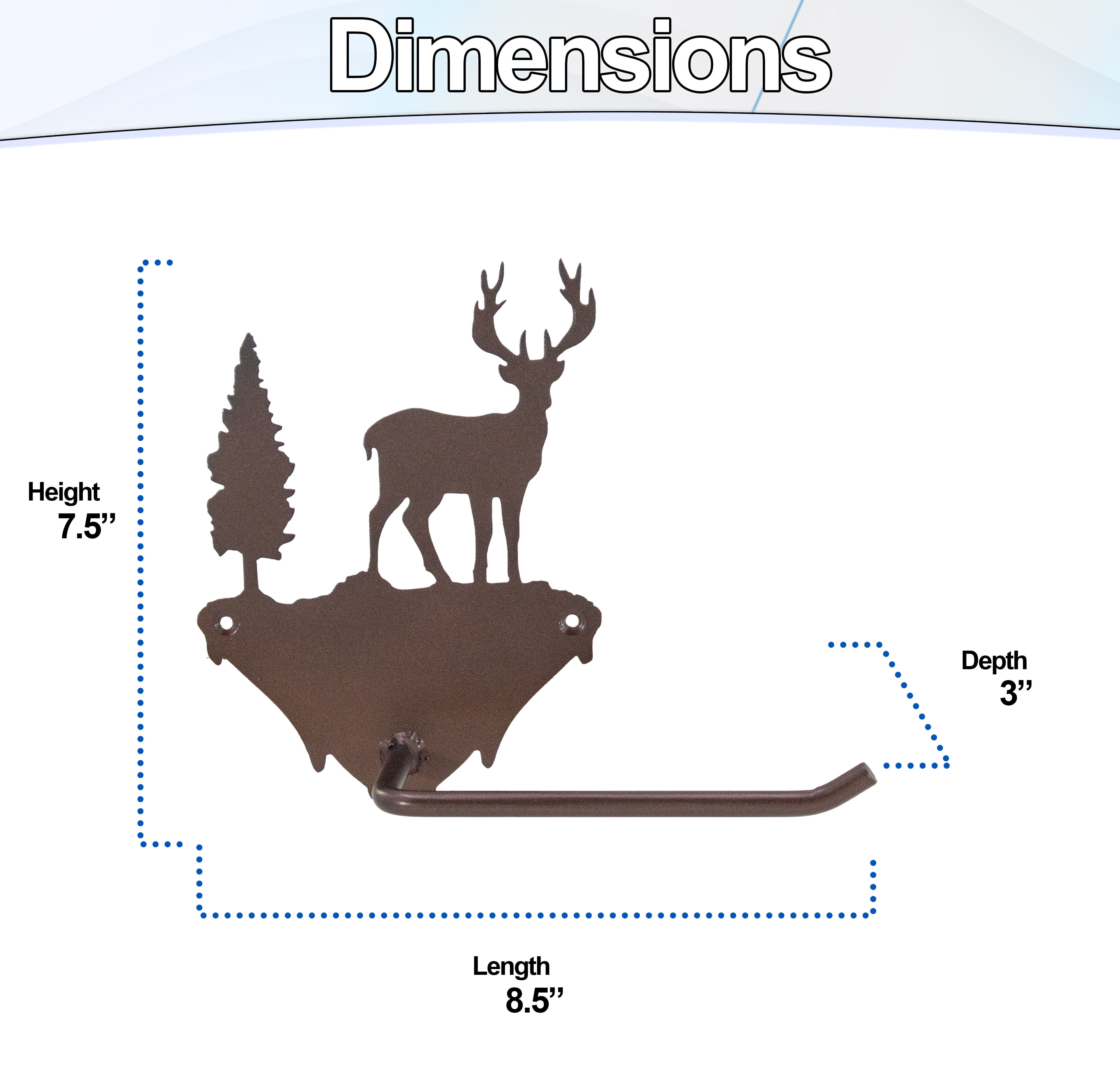 Rustic Toilet Paper Holder Wall Mount – Deer Design Bronze Metal for Farmhouse Cabin Decor