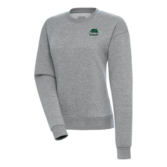Women's Antigua Heather Gray Binghamton Bearcats Victory Digital Thermal Pullover Sweatshirt