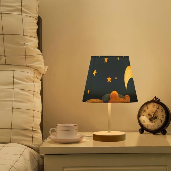 Bears and Moon Stars LED Desk Lamp Table Lamp USB Bedside Nightstand Small Lamp for Bedroom Living Room Kids Room