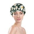 thumbnail image 3 of Disketp White Daisies And Bee Shower Caps,Reusable Shower Cap For Women, Double Layer Waterproof Hair Cap, Large Size For All Hair Lengths,For Girls Spa Home Salon Use, 3 of 9