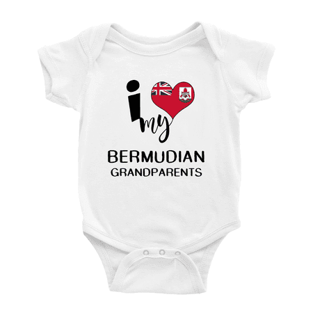 

I Heart My Bermudian Grandparents Bermuda Love Flag Infant Romper Baby Bodysuit (White 3-6 Months)