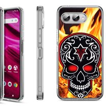 Shockproof Phone Case for T-Mobile Revvl 8, by OneToughShield - Skull Flames