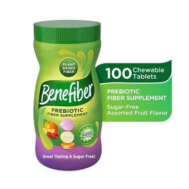 Benefiber Chewable Prebiotic Fiber Supplement Tablets for Digestive Health, Assorted Fruit Flavors - 100 Count