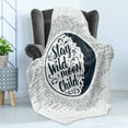thumbnail image 4 of Stay Wild Moon Child Soft Flannel Fleece Throw Blanket, Words in a Circle with Curls and Dashed Lines, Cozy Plush for Indoor and Outdoor Use, 50" x 60", Night Blue Grey, by Ambesonne, 4 of 5