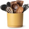thumbnail image 1 of QUTETN 360° Rotating Utensil Holder  7.2” Large Utensil Crock  White Ceramic Cooking Utensil Organizer with Countertop-Protection Cork Bottom for Farmhouse Kitchen Decor Gift (Black), 1 of 7