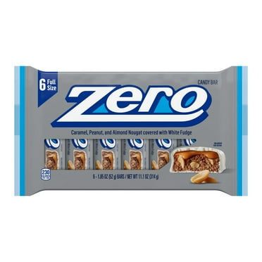 Zero White Fudge, Caramel, Peanut and Almond Nougat Candy, Bars 1.85 oz, 6 Count