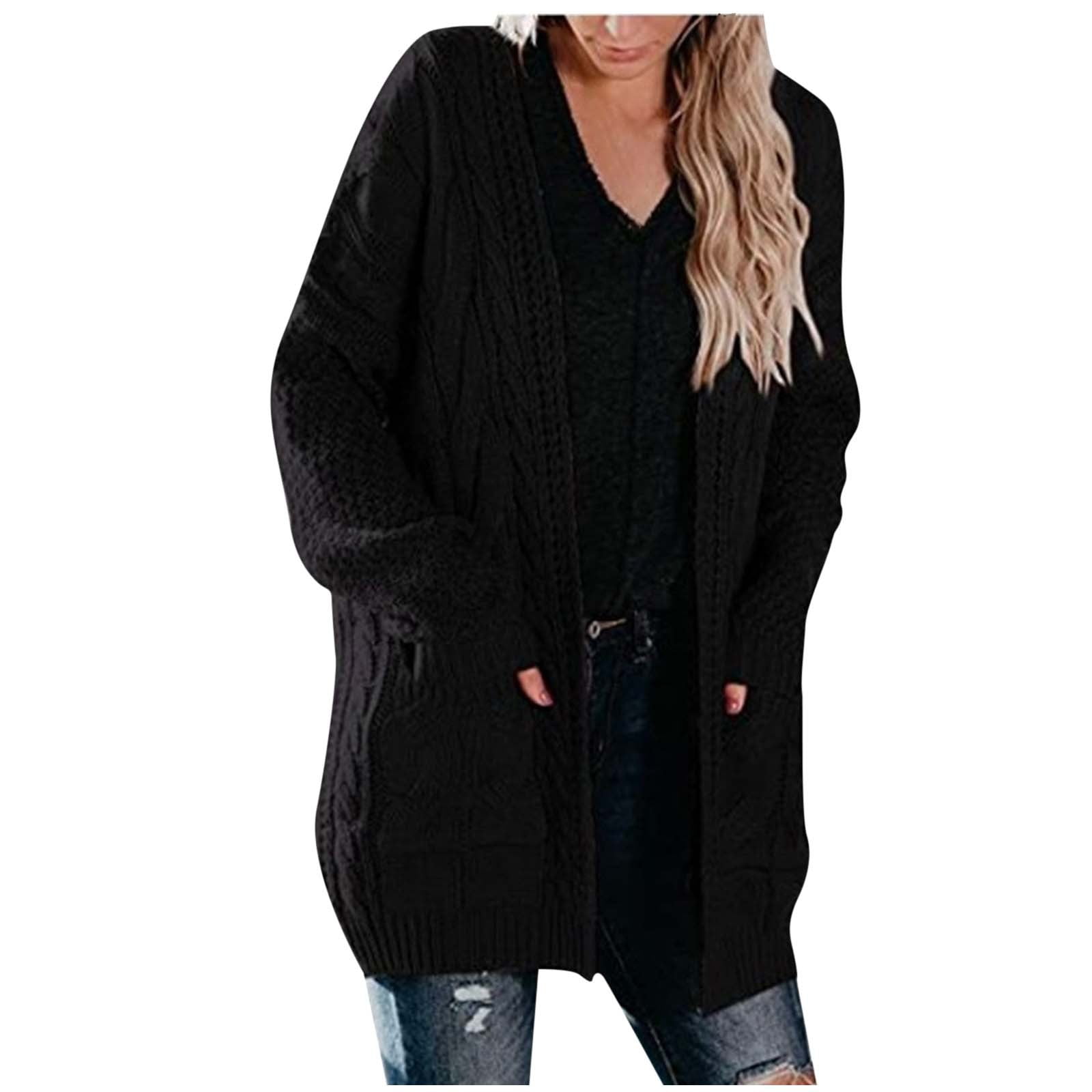 Cameland Women s Clothing Solid Color Cardigan Wool Sweater Pocket Recreational Long Sleeve Tops Fall Winter Walmart