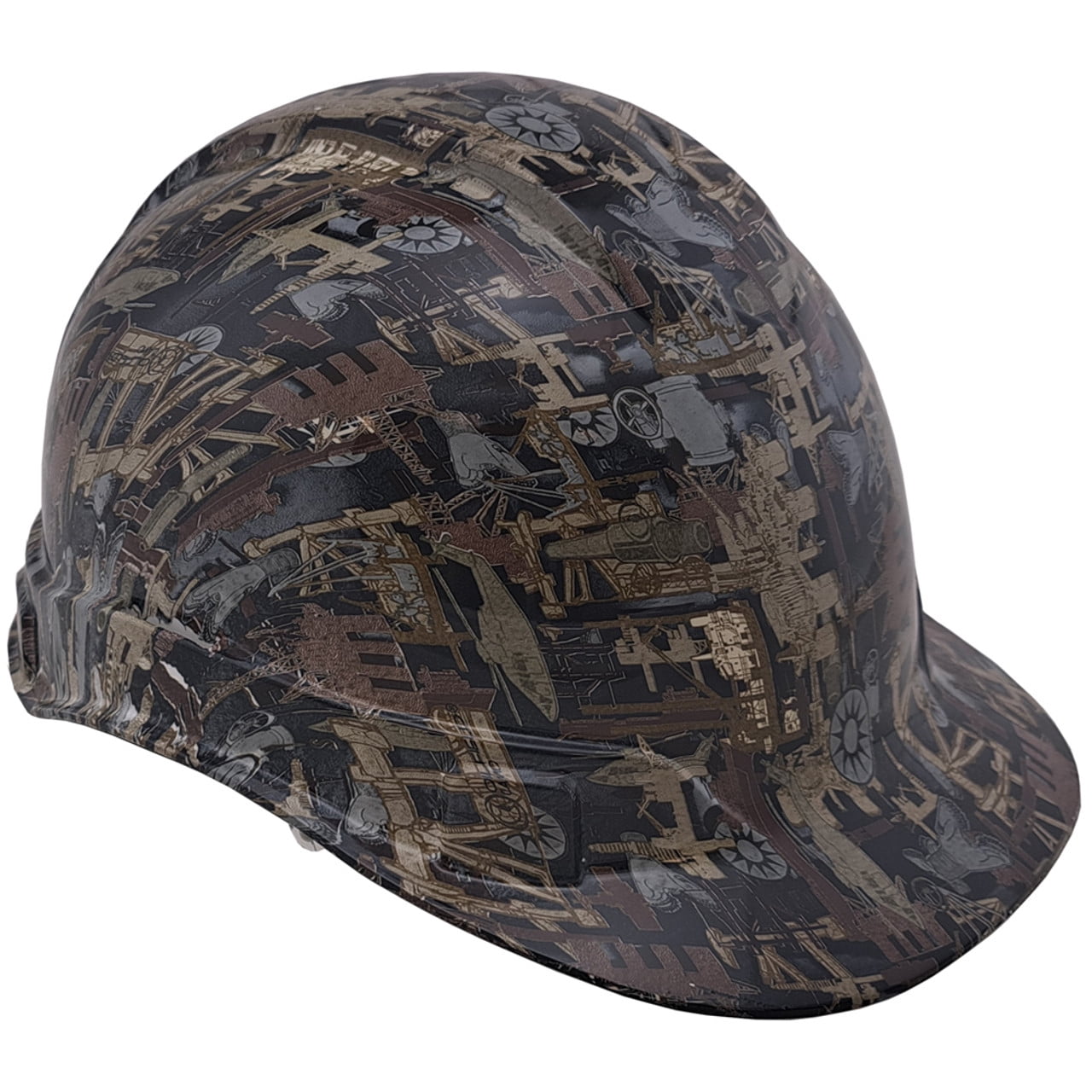 Oilfield Camo White Hydro Dipped Hard Hats Cap Style with 4 Pt Suspension