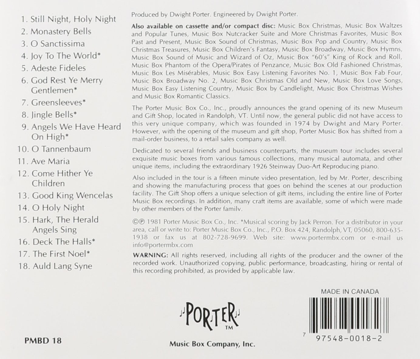 Porter Music Box Co Randolph