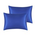 thumbnail image 1 of Juego de fundas de almohada de satén tejido de 2 con cierre de sobre estándar azul real, 1 of 6
