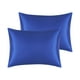 thumbnail image 1 of Juego de fundas de almohada de satén tejido de 2 con cierre de sobre estándar azul real, 1 of 6