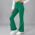thumbnail image 2 of XIYON Girls Pants Solid Color Ruffled Flare Pants Kids Comfortable Trousers for Play and Everyday Wear, 2 of 6
