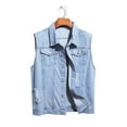 Niuer Men Waistcoat Lapel Jeans Vest Sleeveless Denim Jacket Slim Fit