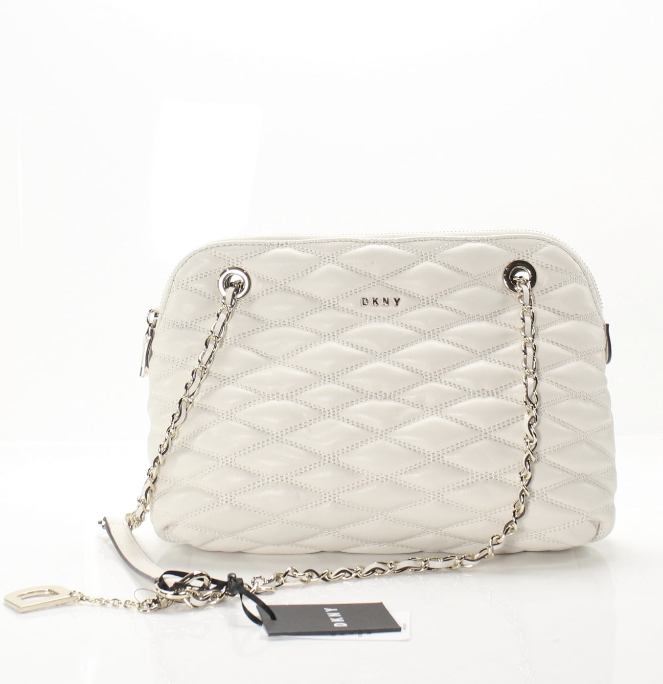 DKNY DKNY Lara Rounded Medium Chain Strap Zip Closure Leather