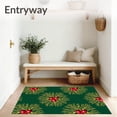 thumbnail image 3 of ODIKA 8'x10' Machine Washable Non-Slip Area Rug, Festive Pine Wreath with Ribbon and Berry Motifs High Traffic Rug, Green, 503766, 3 of 7