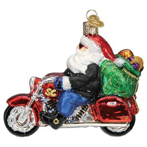 Old World Christmas Ornaments Biker Santa Glass Blown Ornaments for Christmas Tree