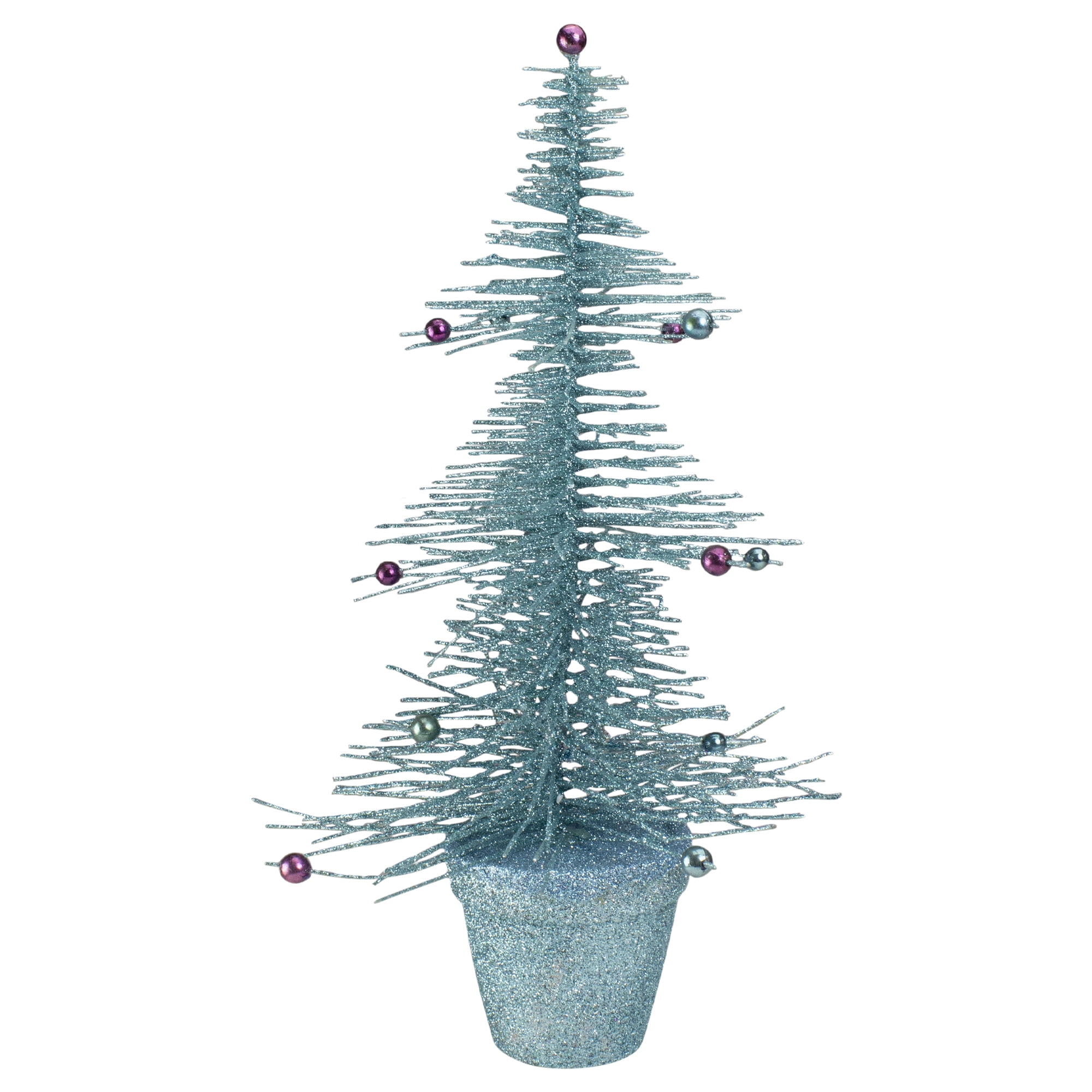 16' Whimsical Turquoise Glittered Spike Table Tree - Unlit