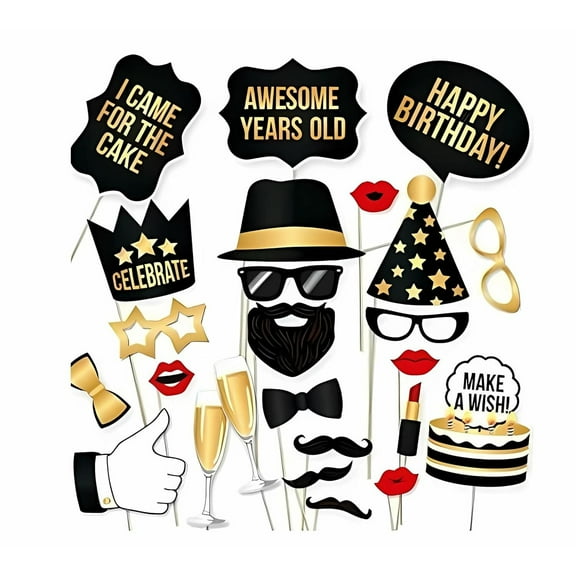 Zink Photo Booth Props Birthday Party Multicolored for Adults and Kids 25 Count