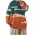 thumbnail image 1 of Chandail de Noël pour Femmes Imprimé Cardigan Chaud Tricoté à Torsades Mode Chandail Mi-Long Fermeture Vêtement Décontracté en Tricot Col Rond Blouse, 1 of 7