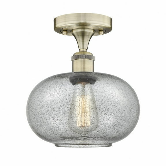 Innovations Lighting Edison Gorham - 1 Light 10" Semi-Flush Mount Antique Brass/Charcoal